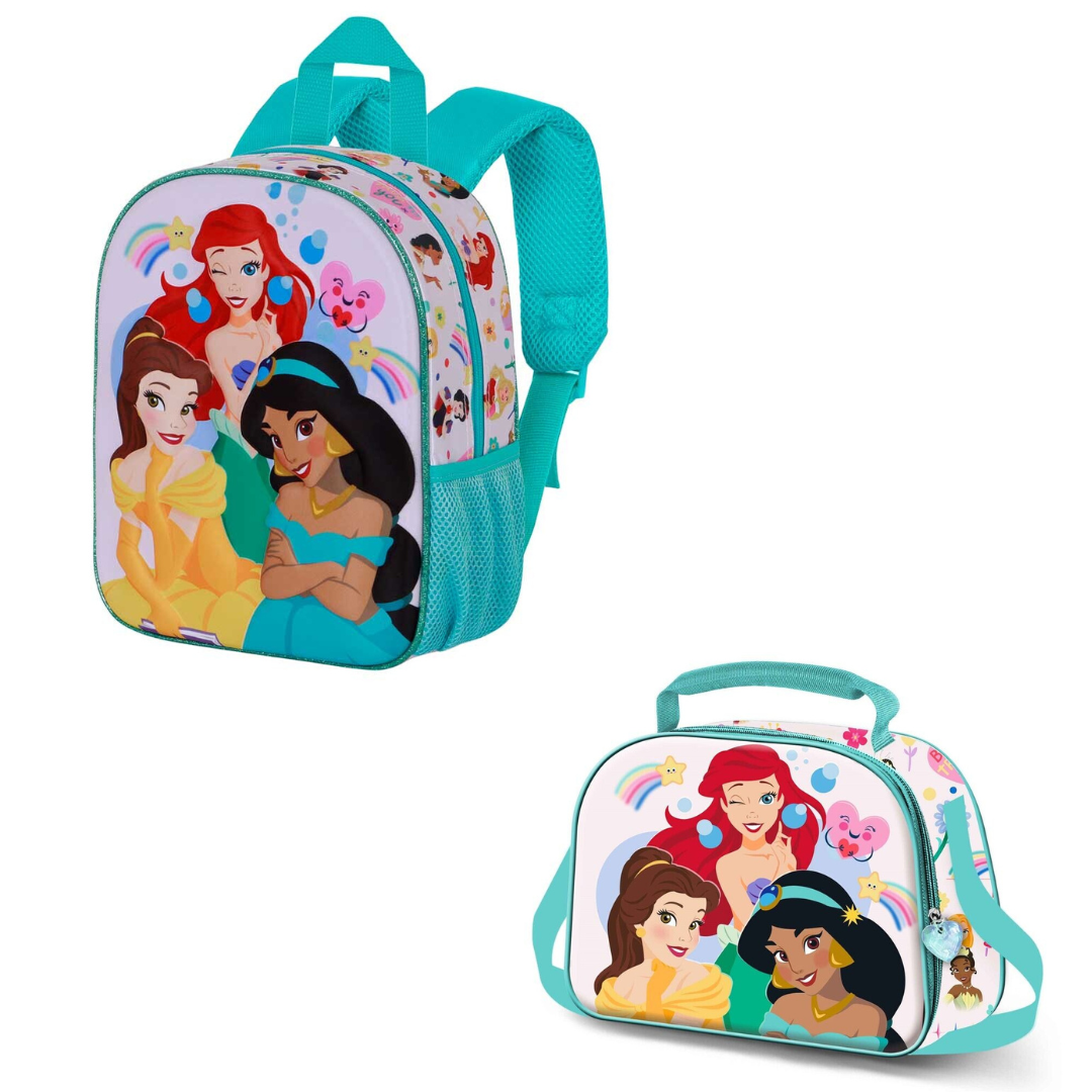 Conjunto Mochila + Lancheira Infantil Princesas 3D